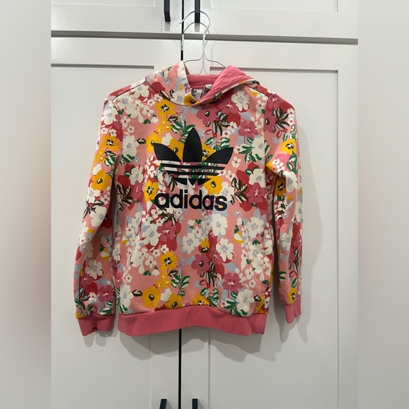 Adidas Her Studio London Youth size 9-10 (small) Girls Floral Pink Hoodie - Picture 1 of 10